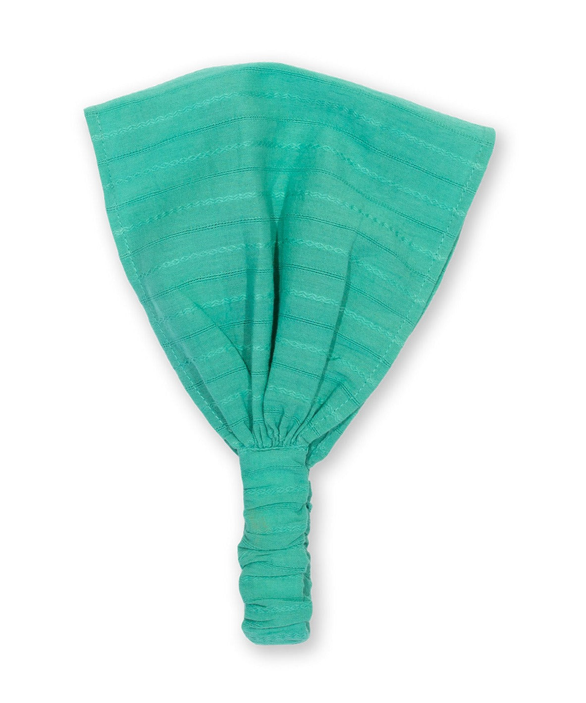 Bandana Cascada de algodón orgánico, color verde azulado con diseño en jacquard tejido, certificación GOTS.