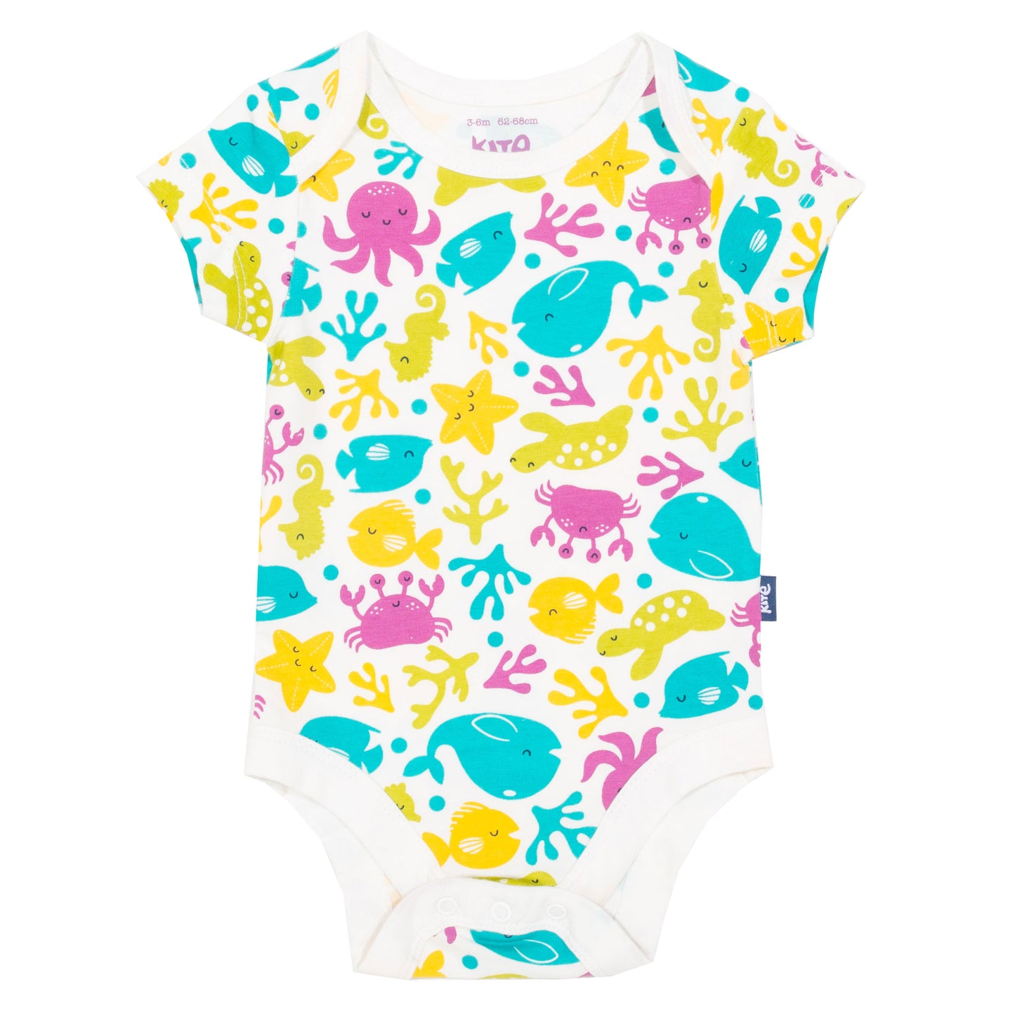 Body Fauna Marina de algodón orgánico con estampado de fauna marina y cuello tipo sobre.
