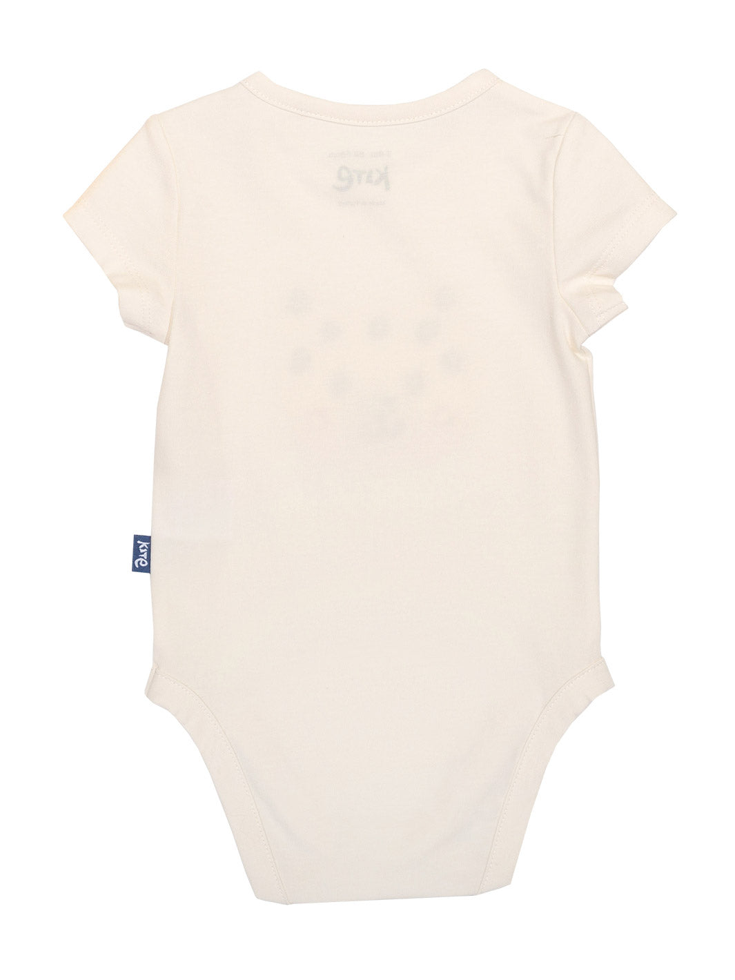 Vista trasera del Body Hola Cachorro de algodón orgánico, diseño transpirable y suave para bebés.