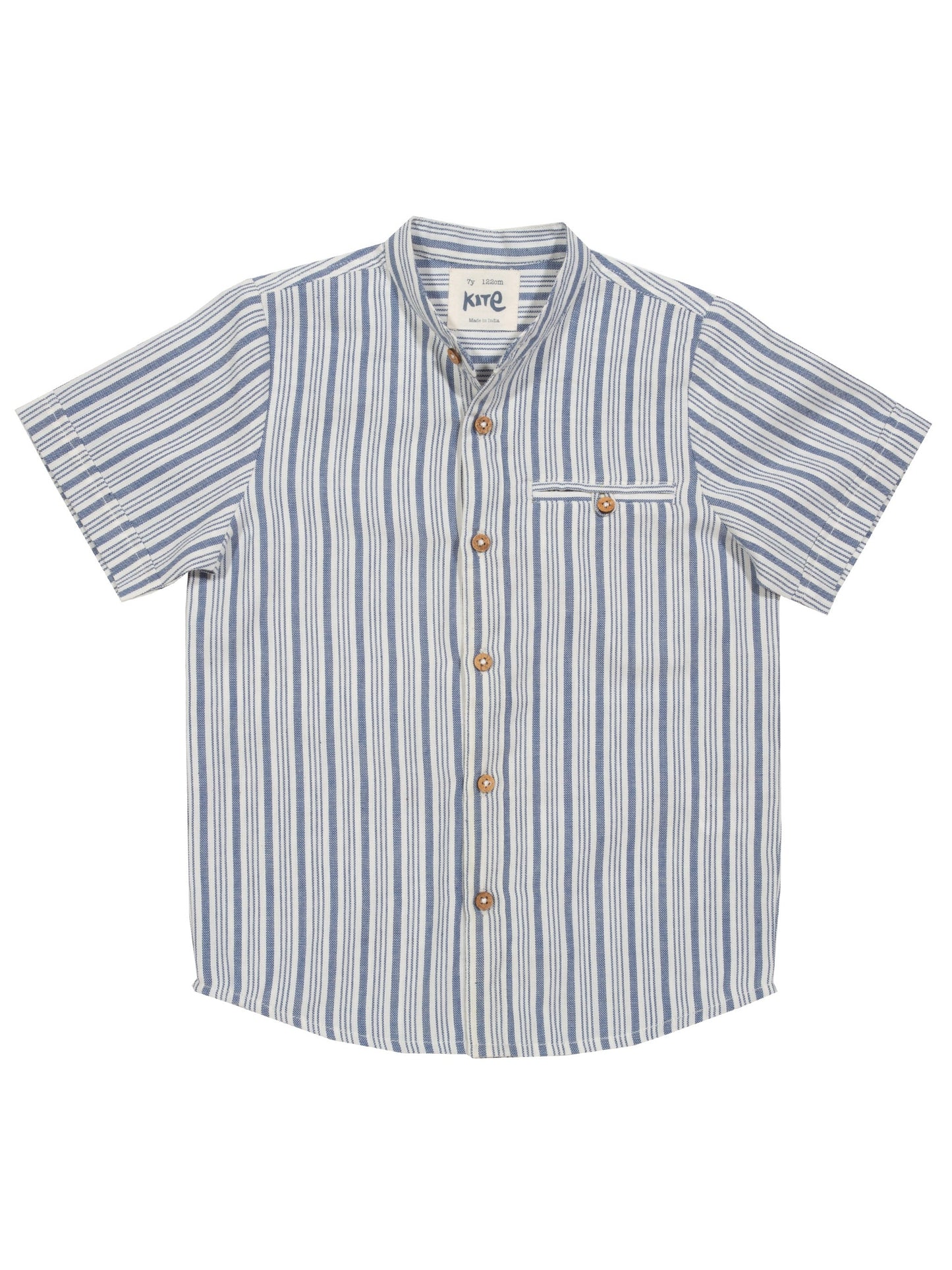 Camisa Mao Haven de algodón orgánico, con cuello mao y botones de coco, diseño elegante y fresco.