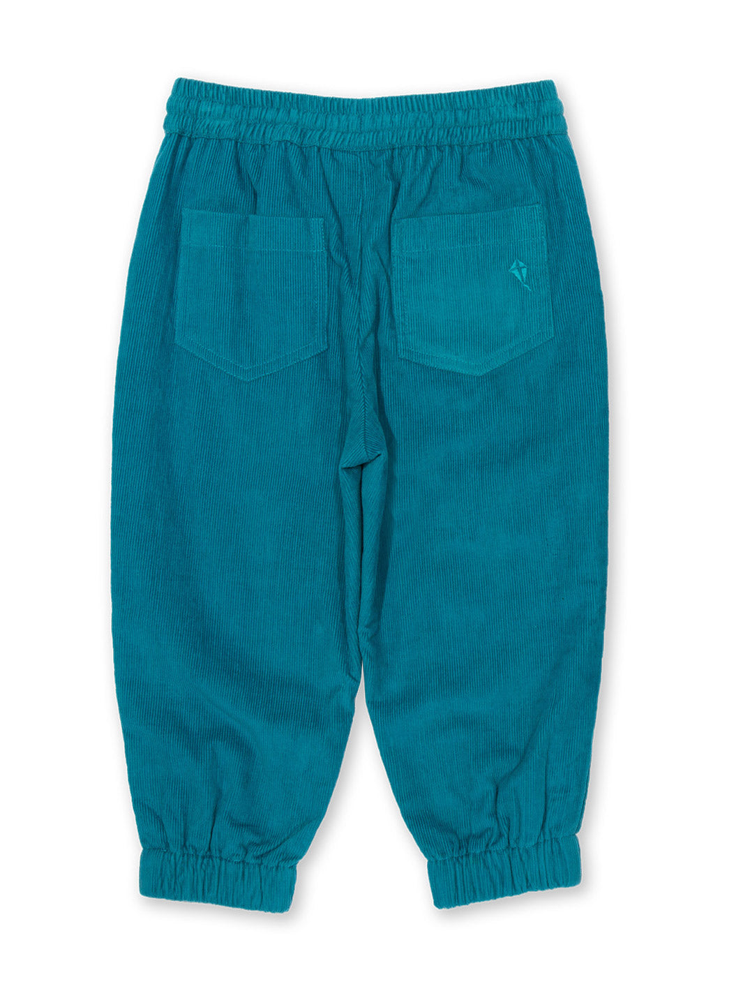 Vista trasera del Pantalón Cotelé Puños de algodón orgánico, ideal para combinar con suéteres y chaquetas.