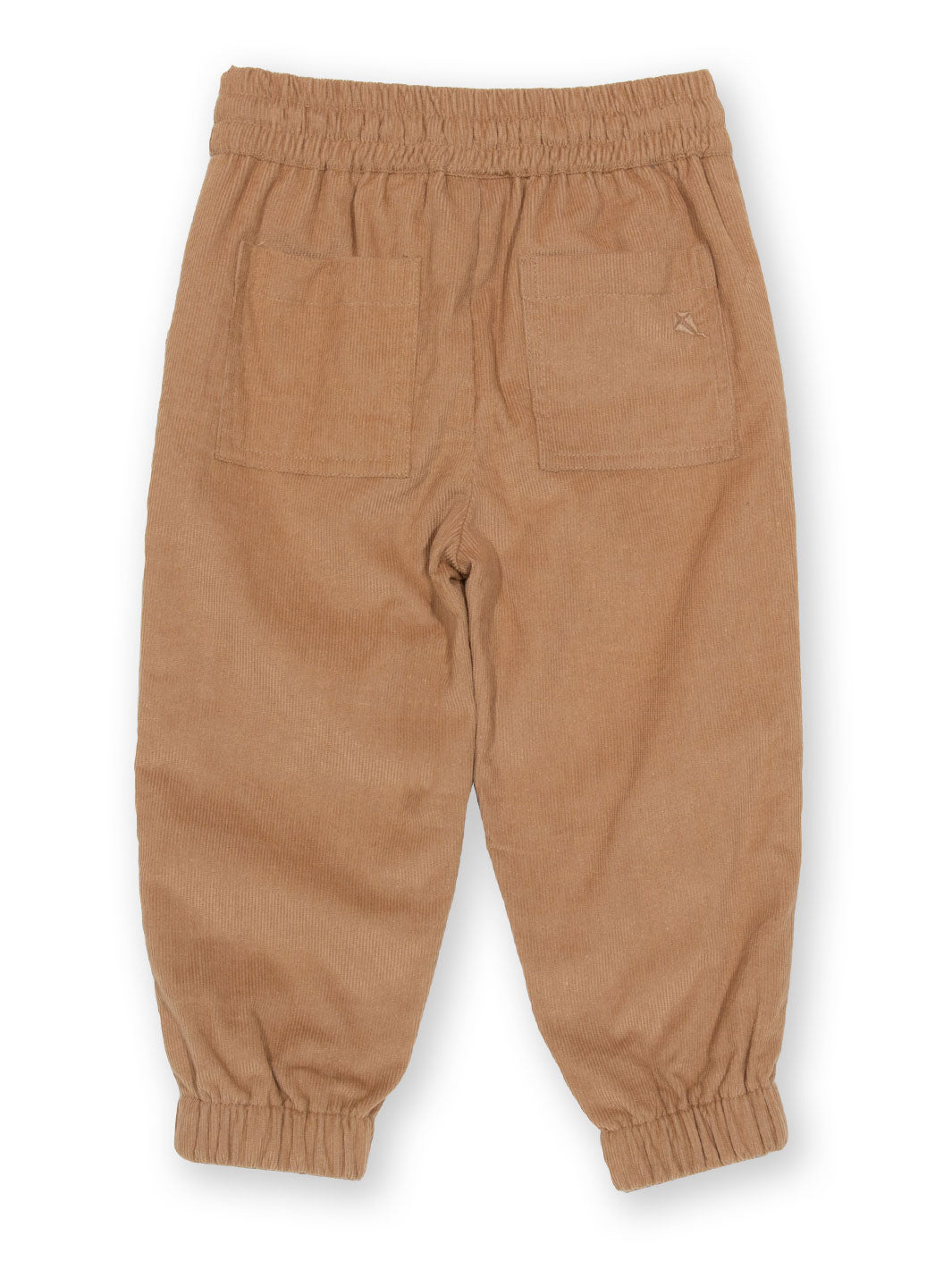Vista trasera del Pantalón Cotelé Puños de algodón orgánico, beige ideal para combinar con suéteres.