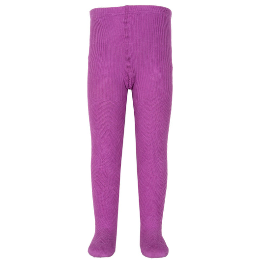 Vista frontal de las Pantys de Algodón Orgánico con Punto Chevron en color orquídea, con diseño elegante y tejido de peso medio para mayor abrigo.