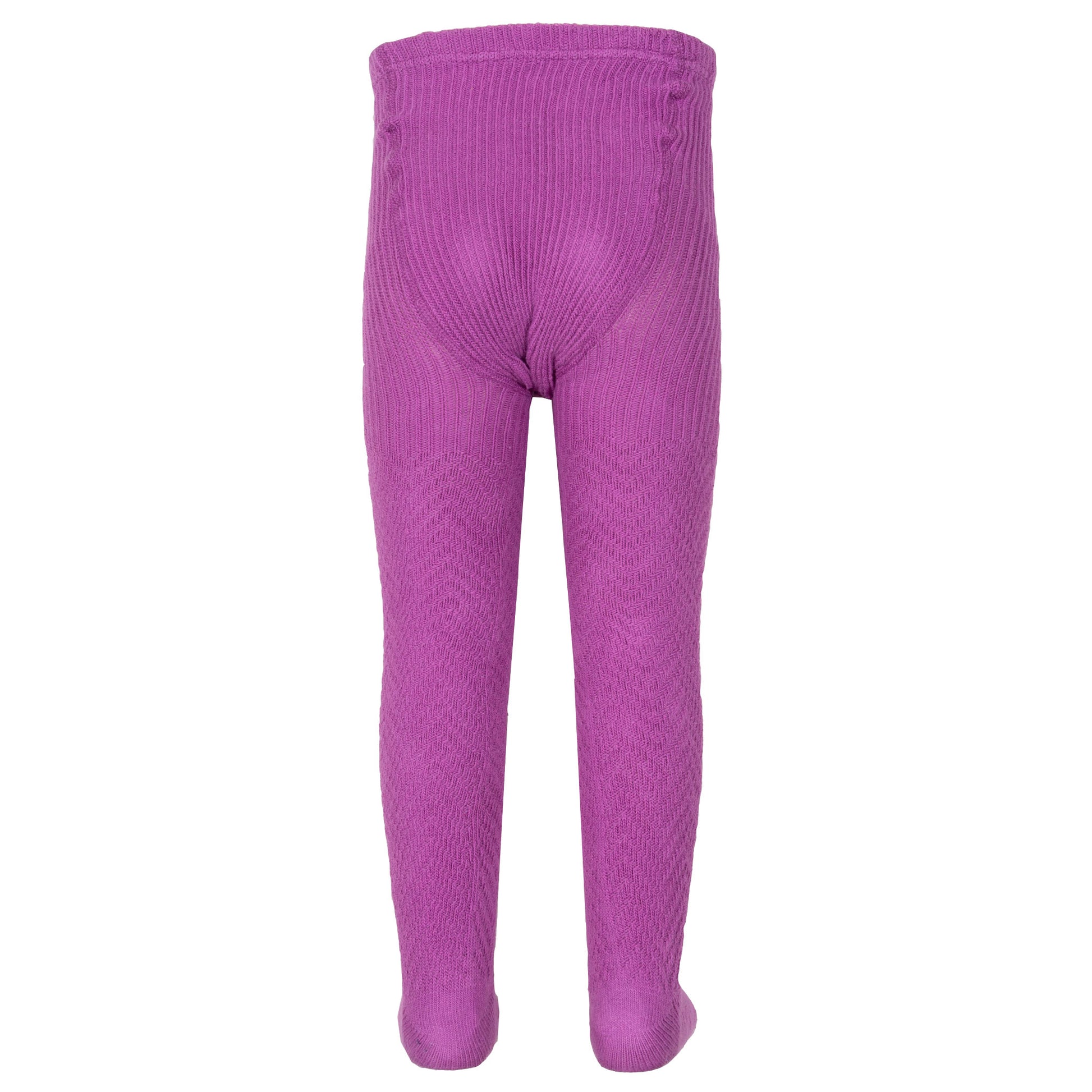 Vista trasera de las Pantys de Algodón Orgánico con Punto Chevron en color orquídea, mostrando su ajuste anatómico y diseño con pies cerrados.