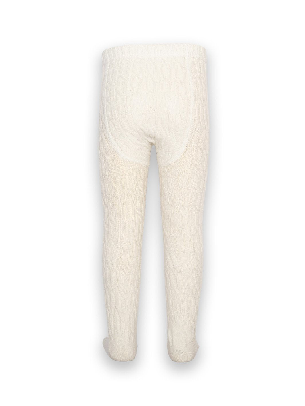 Parte trasera de pantys de algodón orgánico en crema, mostrando su ajuste elástico y diseño trenzado para mayor comodidad.