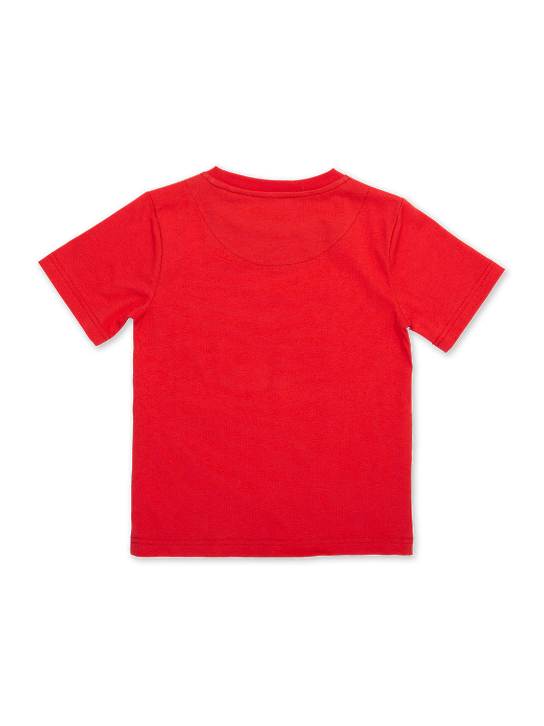 Vista trasera de la Polera Amigos Rinocerontes de algodón orgánico, diseño cómodo y transpirable para niños.