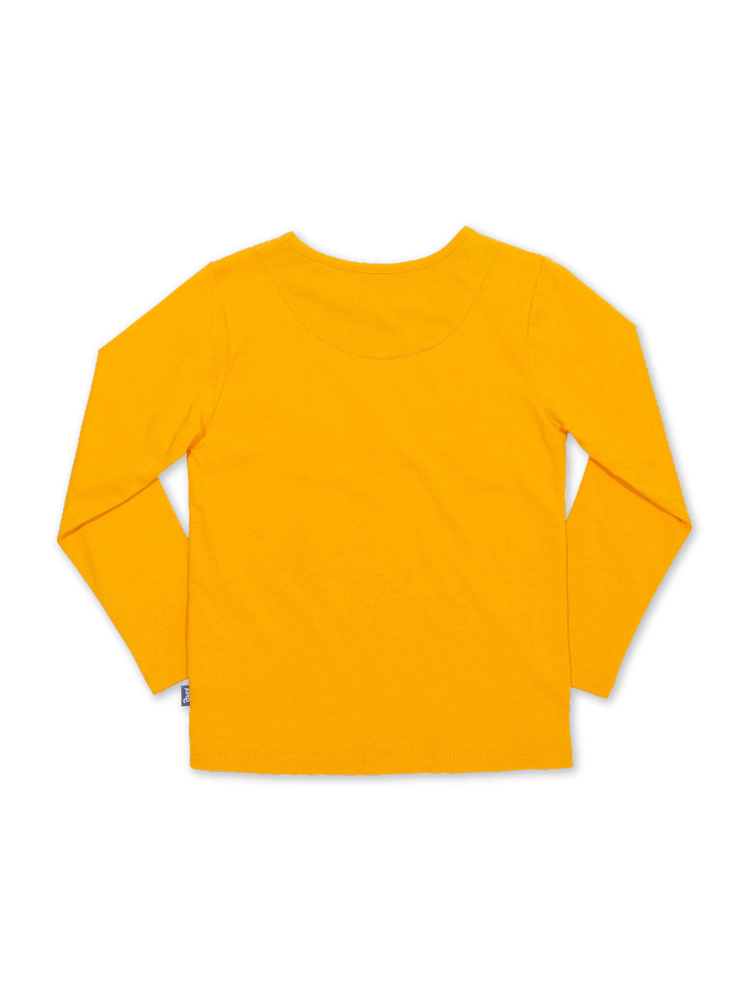 Vista trasera de la Polera Amigos Salchichas de algodón orgánico, diseño cómodo y versátil para niñas.