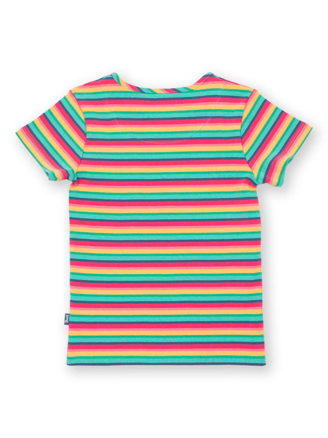 Vista trasera de la Polera Arcoíris de algodón orgánico, diseño cómodo y transpirable.