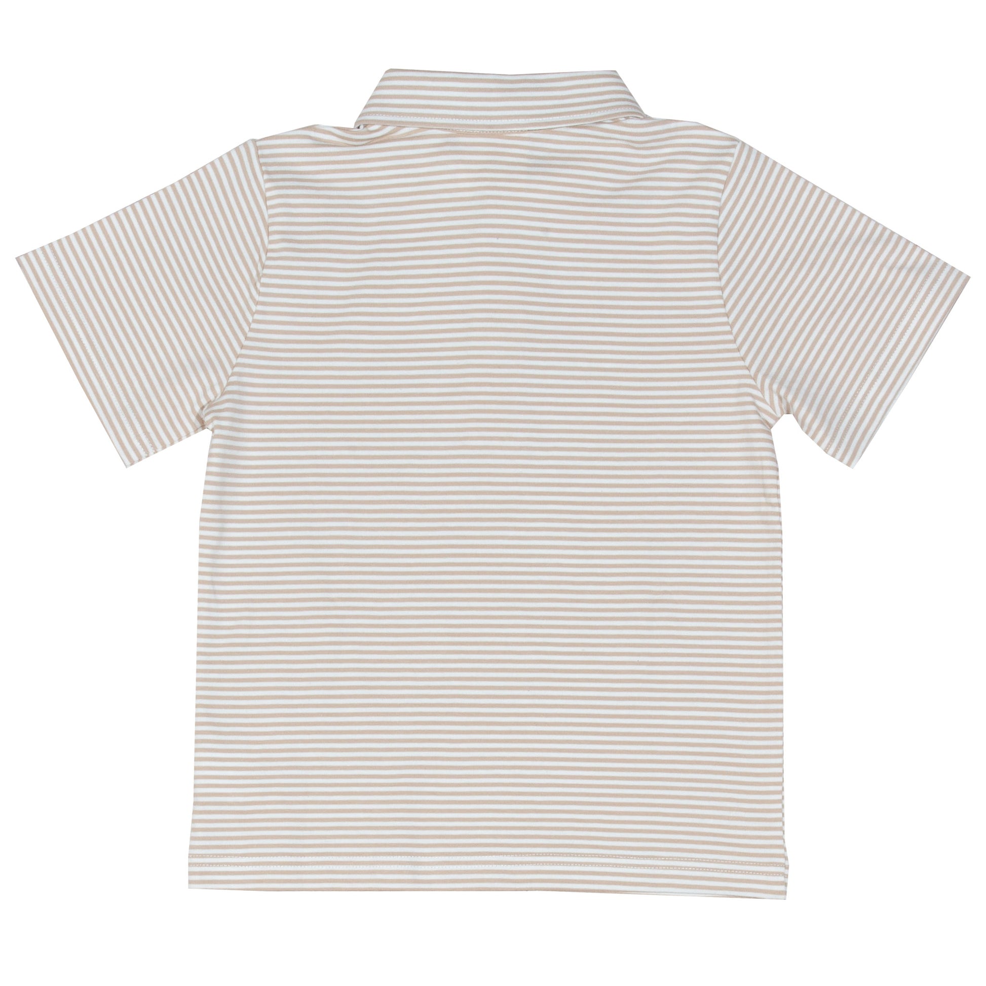 Vista trasera de la Polera Cuello Polo de algodón orgánico, diseño clásico y versátil para niños.
