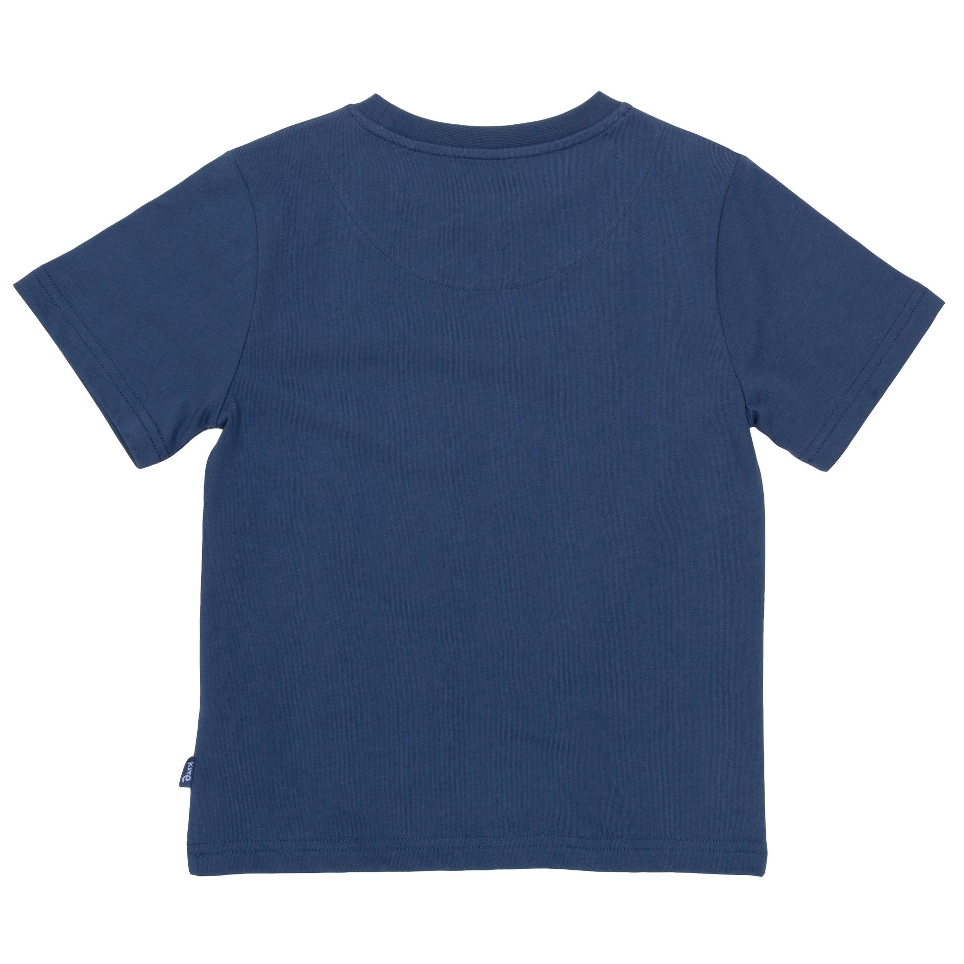 Vista trasera de la Polera Dino Dot de algodón orgánico, diseño cómodo y versátil.