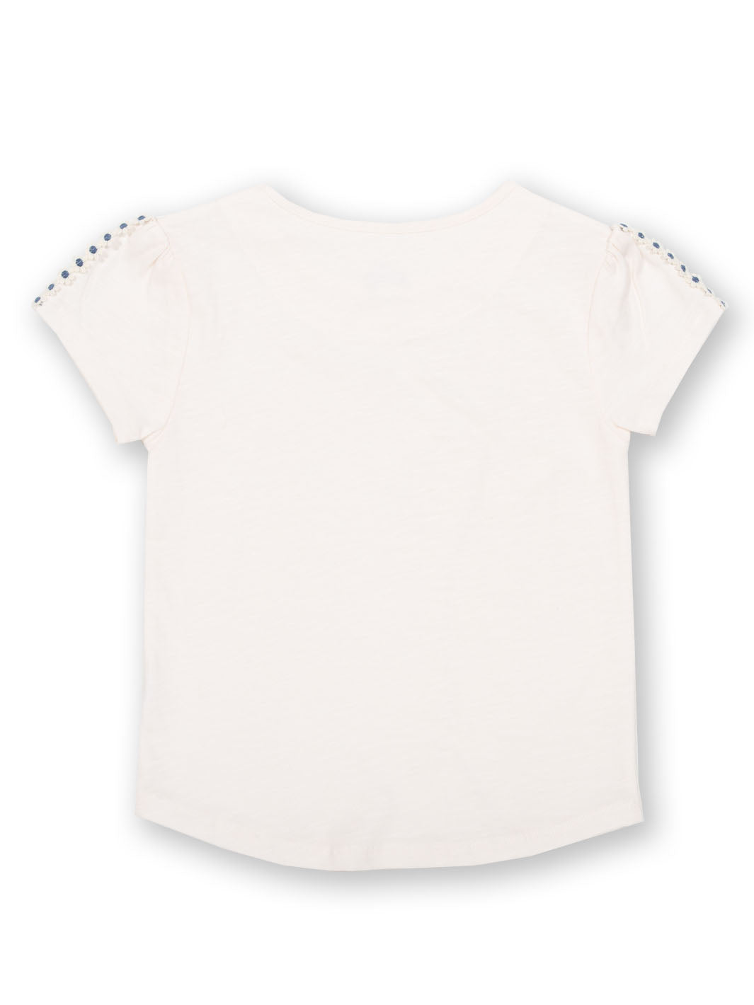 Vista trasera de la Polera Margaritas de algodón orgánico, diseño cómodo y versátil.