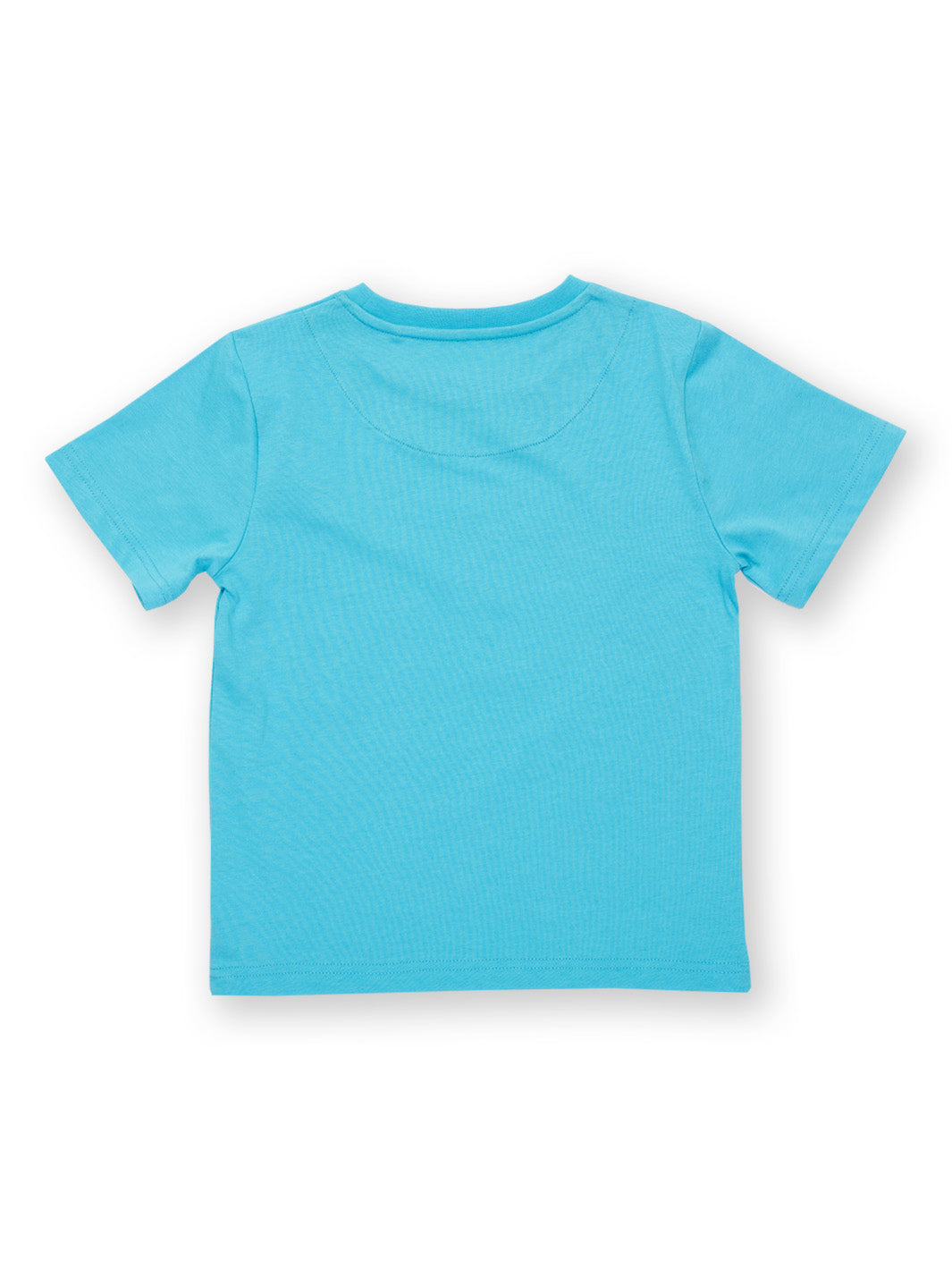 Vista trasera de la Polera Mundo Dinosaurio, camiseta infantil de manga corta en algodón orgánico.