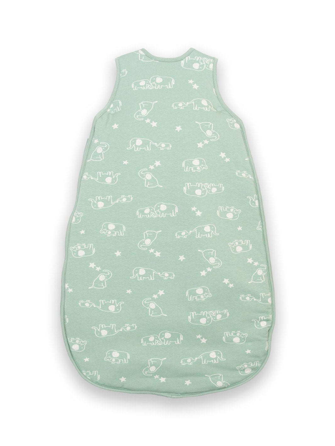 Parte trasera del saco de dormir Ele y yo, mostrando su diseño cómodo y acabado en color verde abeto suave.