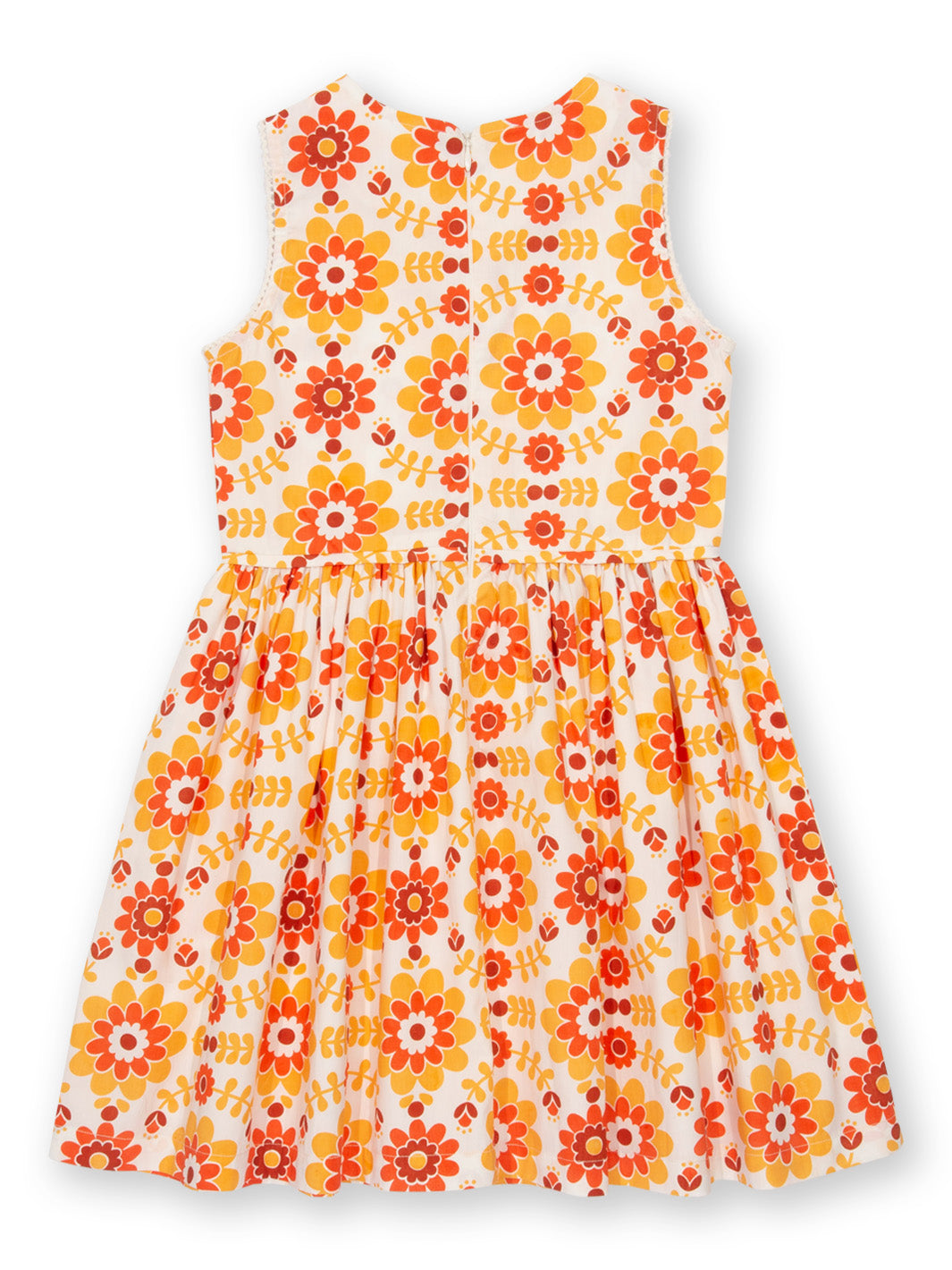 Vista trasera del Vestido Retro, destacando su cierre completo y su diseño sin mangas con detalles de encaje.