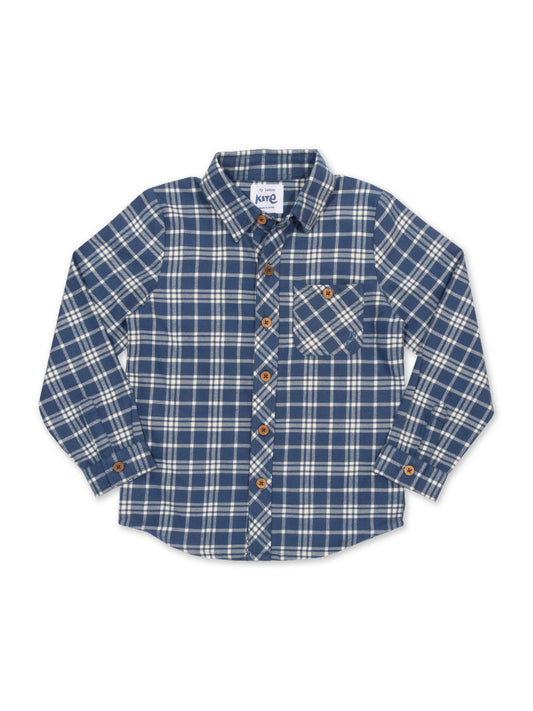 Camisa Cuadros Cool de algodón orgánico, con franela cepillada y botones de coco, diseño versátil y atemporal.