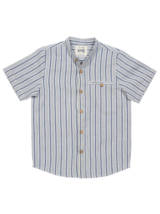 Camisa Mao Haven de algodón orgánico, con cuello mao y botones de coco, diseño elegante y fresco.