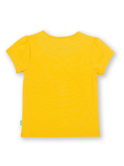 Vista trasera de la Polera Corazón Floral, camiseta infantil de algodón orgánico.